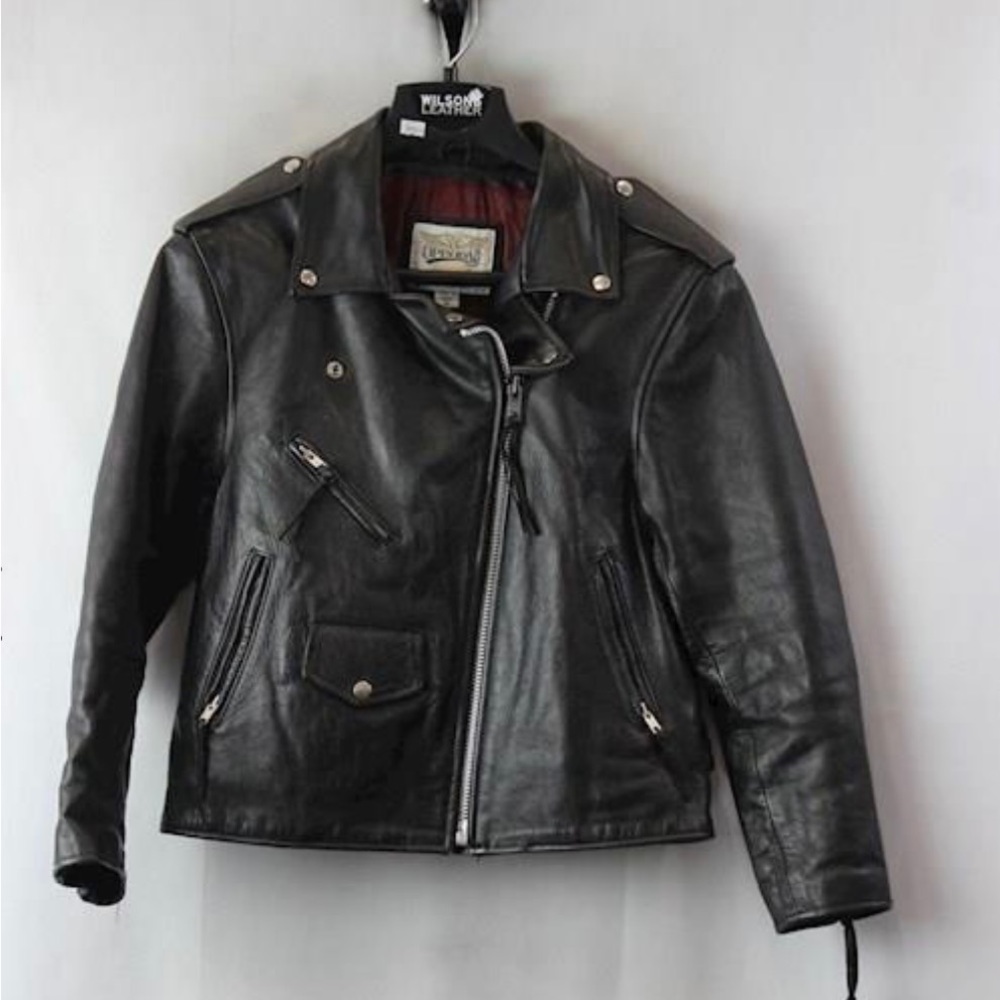 Wilsons Leather Women's Black 100% Leather Moto Jacket SZ-M